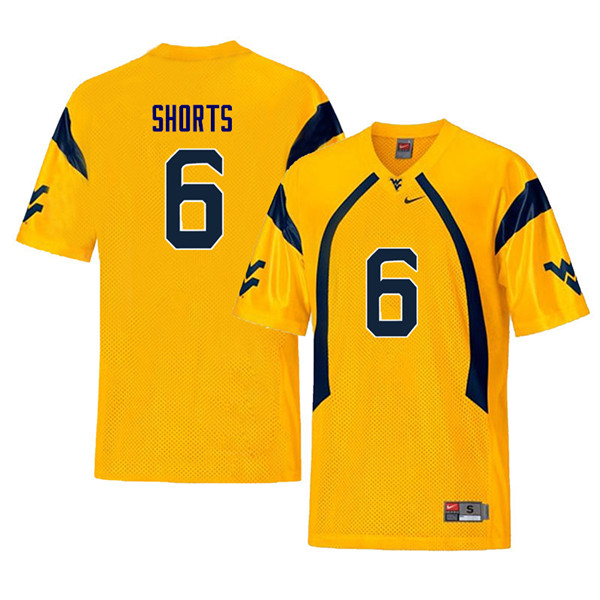 NCAA Men's Daikiel Shorts West Virginia Mountaineers Yellow #6 Nike Stitched Football College Retro Authentic Jersey KX23L52CY